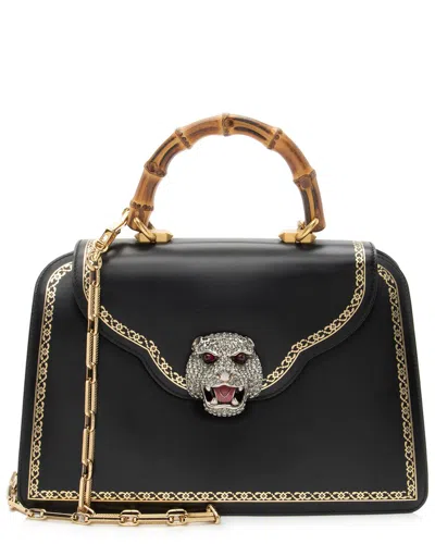 Gucci Black Leather Bamboo Thiara Medium Satchel (authentic Pre-loved) In Black