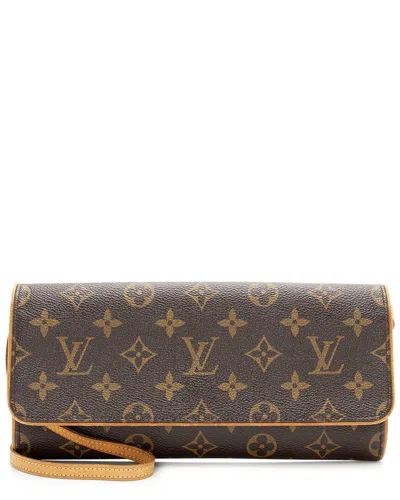 Pre-owned Louis Vuitton Brown Monogram Coated Canvas Pochette Twin Gm (authentic Pre-loved)