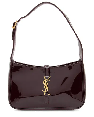 Saint Laurent Red Patent Leather Le 5 A 7 Hobo Bag (authentic Pre-loved) In Black