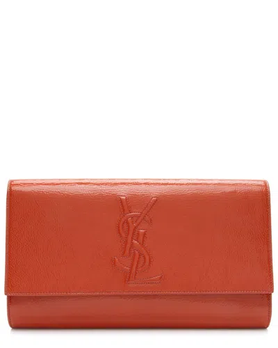 Saint Laurent Orange Patent Leather Kate Clutch (authentic Pre-loved) In Orange