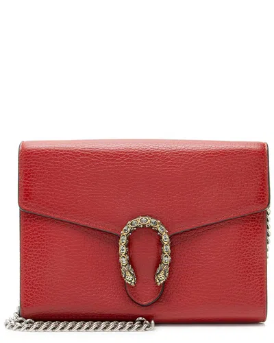 Gucci Red Crystal & Leather Dionysus Chain Wallet (authentic Pre-loved) In Red