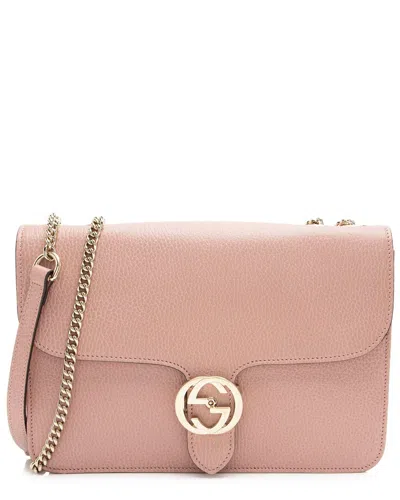 Pre-owned Gucci Pink Calfskin Interlocking G Medium Shoulder Bag (authentic Pre-loved) In Pink