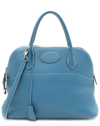 Pre-owned Hermes Hermès Blue Leather Bolide 31 Satchel (authentic Pre-loved)