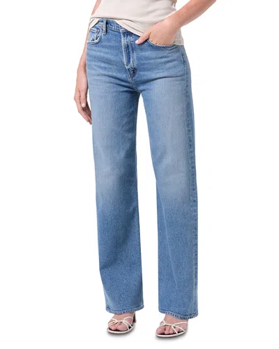 Agolde Ren High Rise Wide Leg Jeans In Measure In Blue