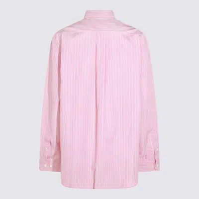Miu Miu Logo-embroidered Striped Shirt In Pink