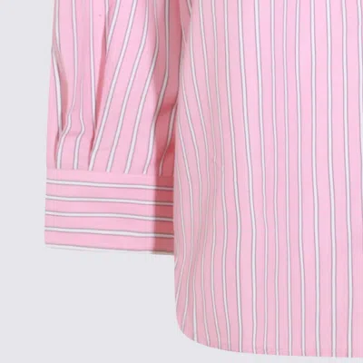 Miu Miu Logo-embroidered Striped Shirt In Pink