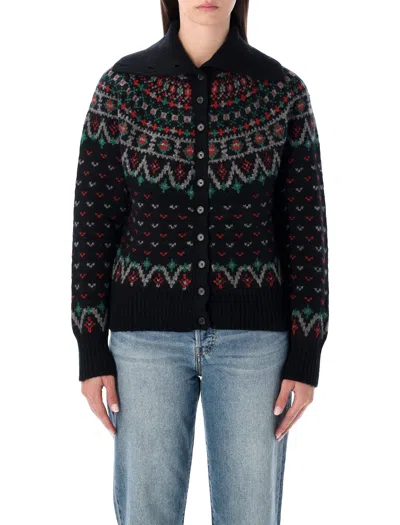 Polo Ralph Lauren Fair Isle Wool-blend Cardigan In Black