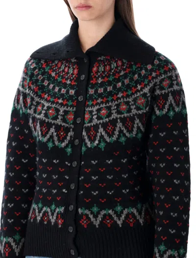 Polo Ralph Lauren Fair Isle Wool-blend Cardigan In Black