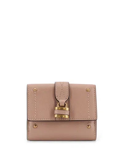 Chloé Paddington Embellished Textured-leather Cardholder In Brown