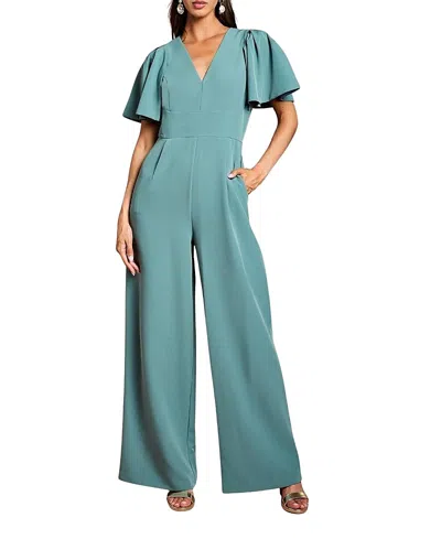 Coast Flutter Sleeve Plunge Jumpsuit In Green