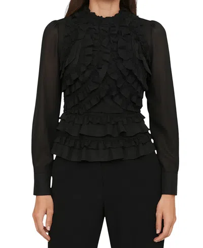 Mint Velvet Women's Ruffle Detail Blouse In Black