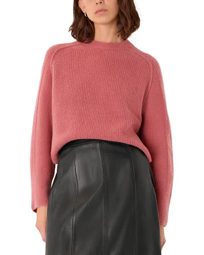 Whistles Aria Wool Blend Crew Knit Sweater In Pink