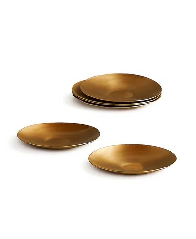 The Collective Home Extra Small Artisan Brass Plates, Set Of 6 In Gold