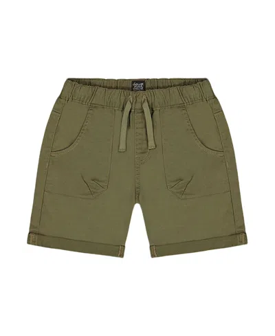 Deux Par Deux Boy's Stretch Twill Short Dark Olive Green In Green