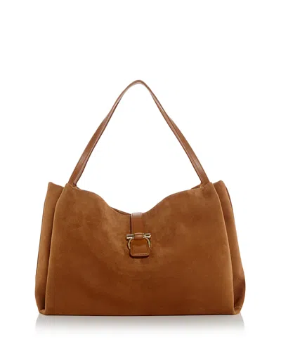 Ferragamo Suede Tote In Brown