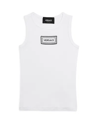 Versace Unisex Ribbed Logo Tank Top - Baby, Little Kid In White