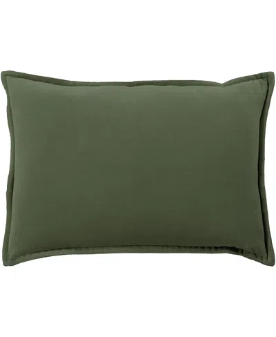 Surya Cotton Velvet Lumbar Pillow In Green