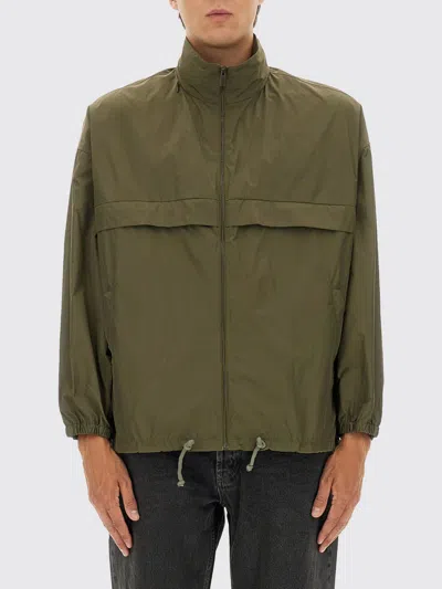 Saint Laurent Modern Jacket With Drawstring And High Collar In Green