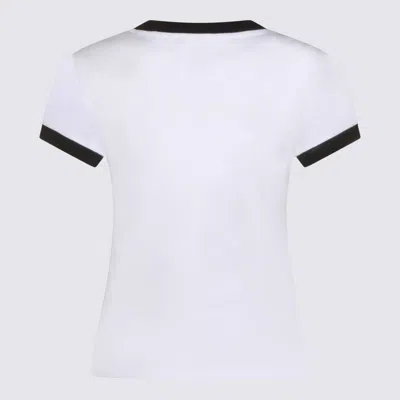 Ganni Women White Crewneck T-shirt With Maxi Print On The Front In Cotton Woman In Multi