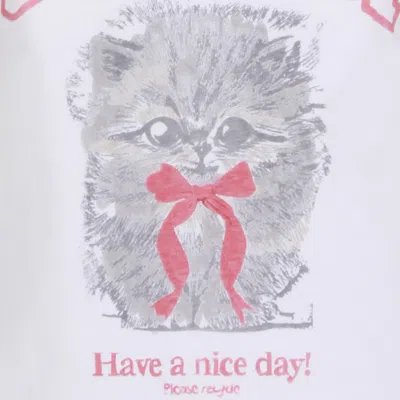 Ganni Women White Crewneck T-shirt With Maxi Print On The Front In Cotton Woman In Multi