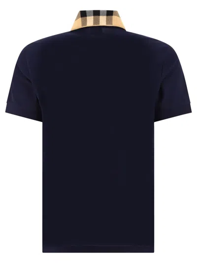 Burberry Slim Fit Check Collar Cotton Polo Shirt Clothing In Blue