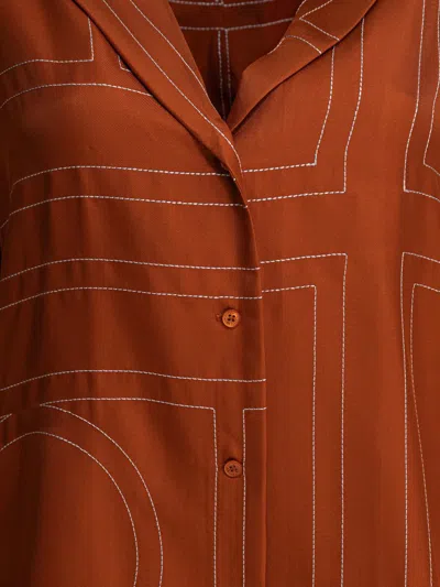 Totême Toteme Monogram Silk Shirt In Orange