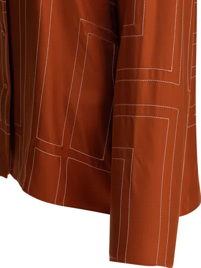 Totême Toteme Monogram Silk Shirt In Orange