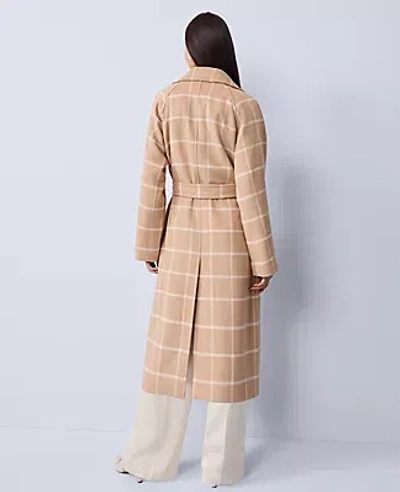 Ann Taylor Petite Plaid Belted Coat In Brown