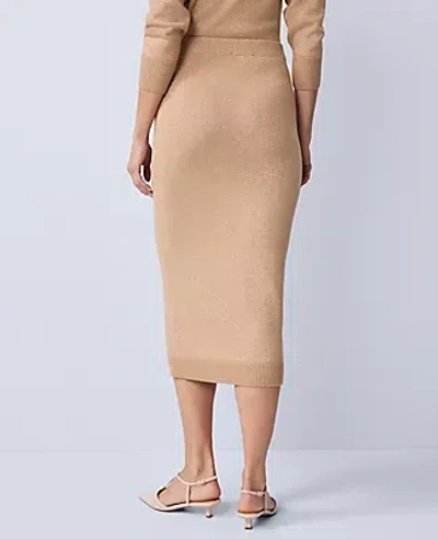 Ann Taylor Petite Lurex Midi Sweater Skirt In Brown