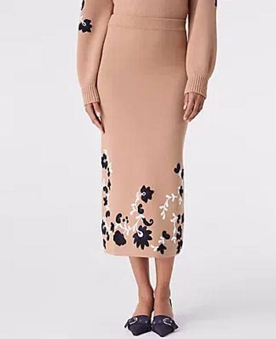 Ann Taylor Floral Jacquard Midi Skirt In Brown