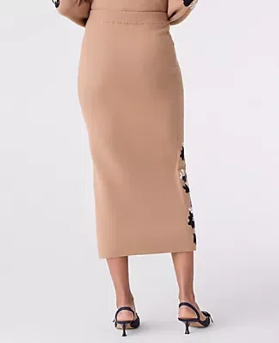 Ann Taylor Floral Jacquard Midi Skirt In Brown