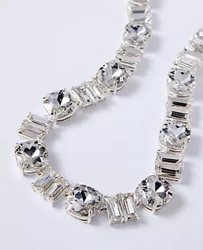 Ann Taylor Crystal Statement Necklace In Silver