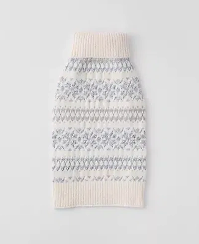 Ann Taylor Weekend Collection Fair Isle Dog Sweater In White