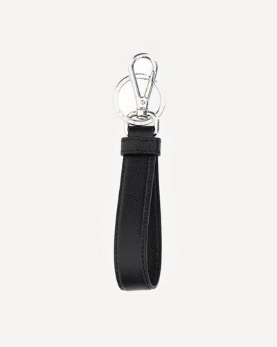 Prada Black Stainless Steel Keychain In Black