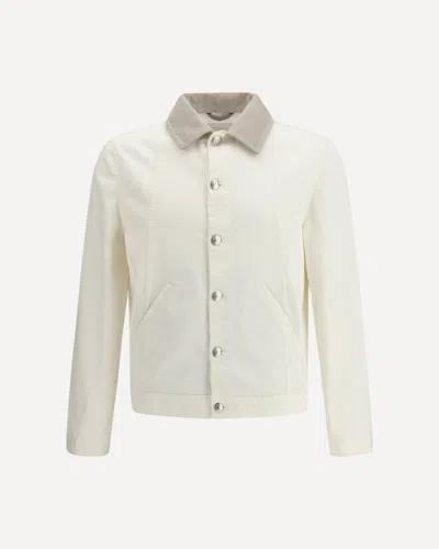 Brunello Cucinelli White Cotton Denim Jacket In White