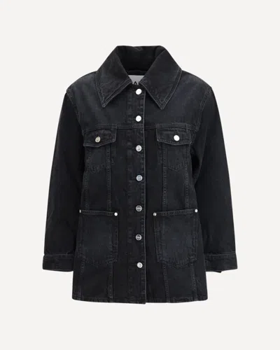 Ganni Women Washed Denim Jacket In Multi