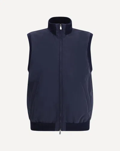 Brunello Cucinelli Men Sleeveless Vest Jacket In Blue