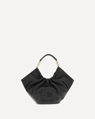 Coccinelle Black Calf Leather Bos Taurus Shoulder Bag In Black