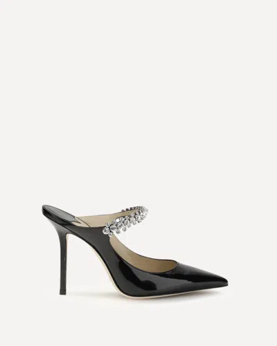 Jimmy Choo Black Pumps With Crystal Strap In Patent Leather Woman In Multi