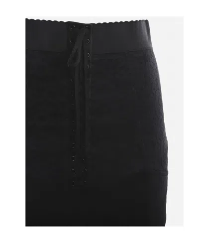 Dolce & Gabbana Lace-up Midi Skirt In Black