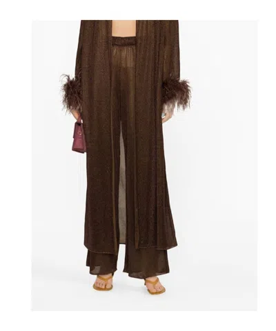 Oseree Beaded Detail Trousers In Brown