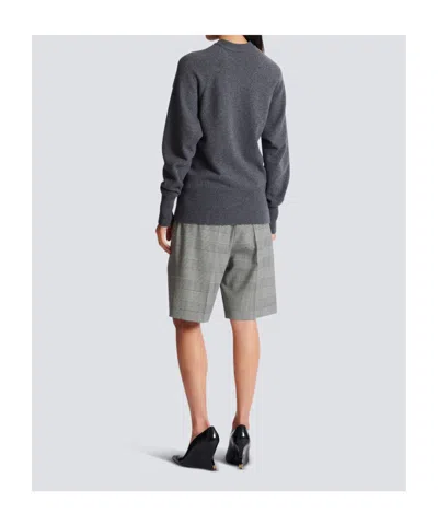 Balmain Buttoned Eco-cashmere Cardigan In Gray