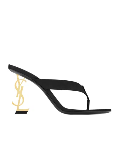 Saint Laurent Opyum Embellished Satin Mules In Multi