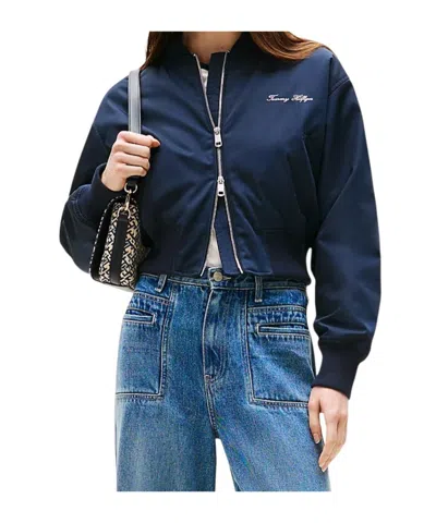 Tommy Hilfiger Water Repellent Relaxed Short Bomber Jacket In Blue