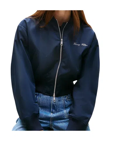 Tommy Hilfiger Water Repellent Relaxed Short Bomber Jacket In Blue