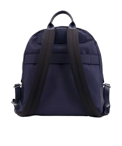 Kiton Nylon Backpack With Metal Lettering Logo In Blue