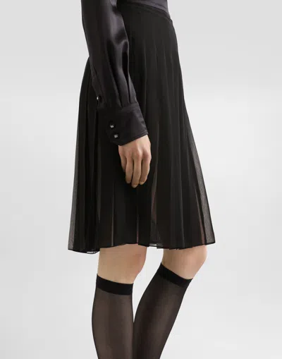 Dolce & Gabbana Lace Panel Blouse High Neck Long Sleeves In Black