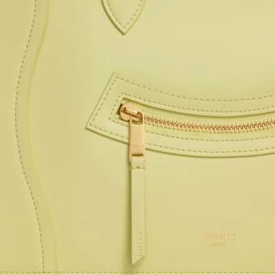 Celine Medium Pouch In Glossy Calfskin In Yellow