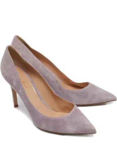 Pre-owned Gianvito Rossi Suede Pointed-toe Pumps In Purple