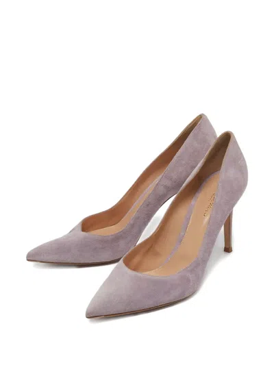 Pre-owned Gianvito Rossi Suede Pointed-toe Pumps In Purple